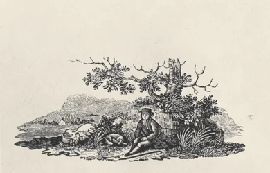 A Gentleman beneath a Tree, from Land Birds, Published 1797